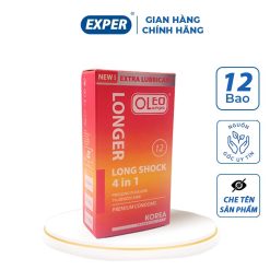 Bao cao su kéo dài thời gian Oleo Lampo LONG SHOCK 4 in 1 hộp 12 cái