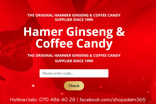 Nhập mã code vào ô để check kẹo hamer chính hãng